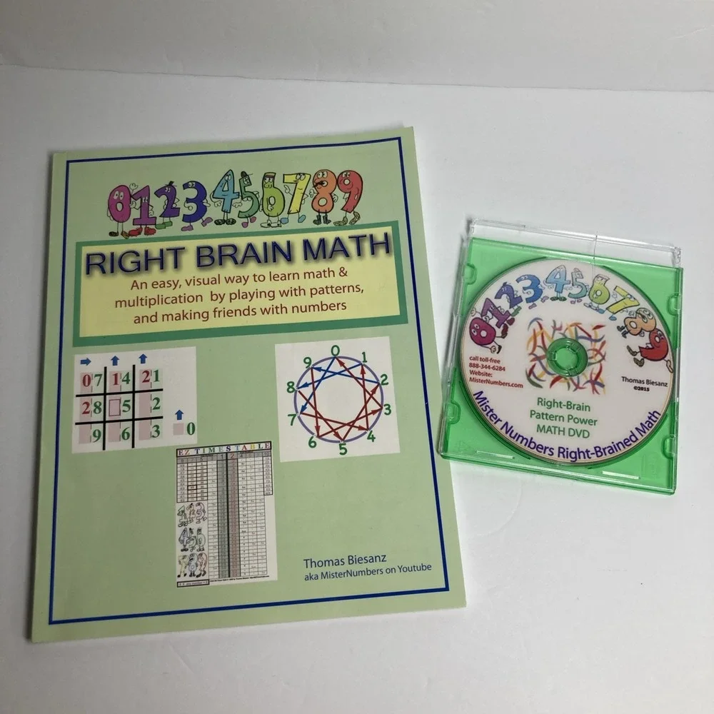 Growth-Ink Right Brain Math Book & DVD Thomas Biesanz Green Patterns Textbook